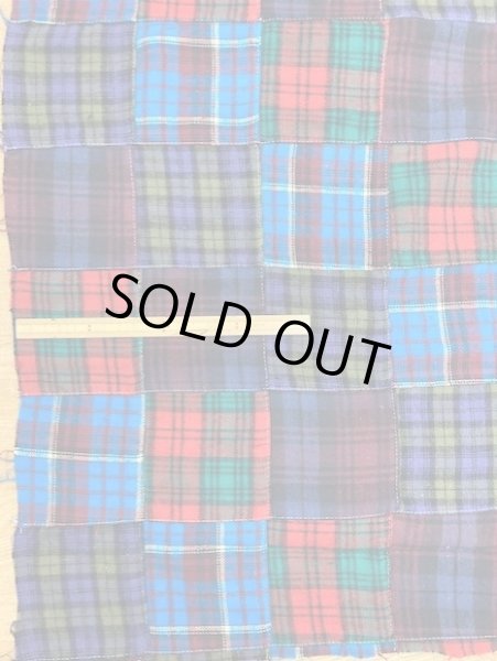 画像2: 生地:綿100%チェック柄起毛パッチワーク生地(青/マルチカラー)3.5m (2)