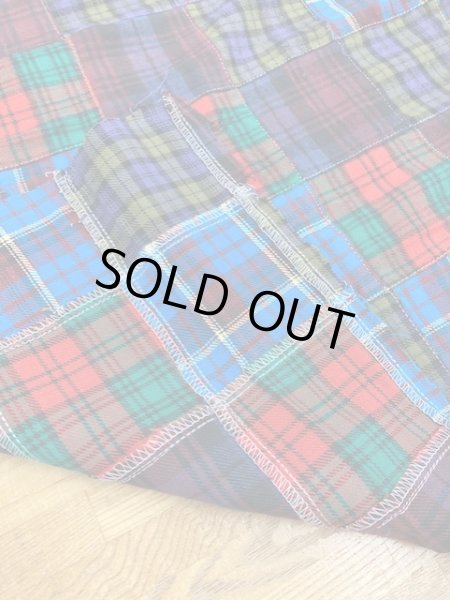 画像4: 生地:綿100%チェック柄起毛パッチワーク生地(青/マルチカラー)3.5m (4)