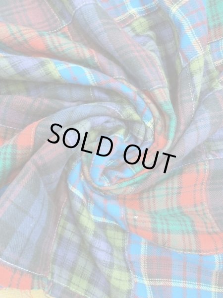 画像7: 生地:綿100%チェック柄起毛パッチワーク生地(青/マルチカラー)3.5m (7)