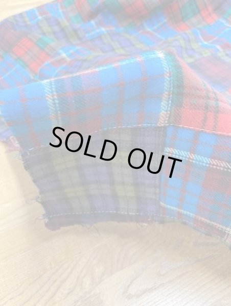 画像5: 生地:綿100%チェック柄起毛パッチワーク生地(青/マルチカラー)3.5m (5)