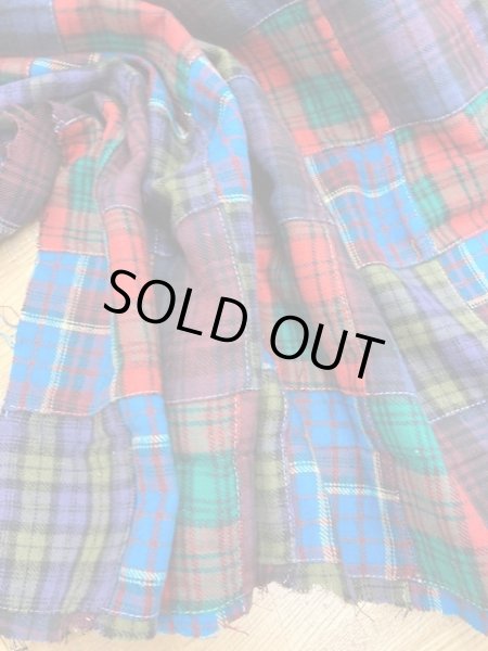 画像6: 生地:綿100%チェック柄起毛パッチワーク生地(青/マルチカラー)3.5m (6)