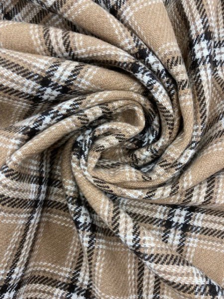 画像7: 生地： ウール100％チェック柄ウール（ベージュ／黒） (7)