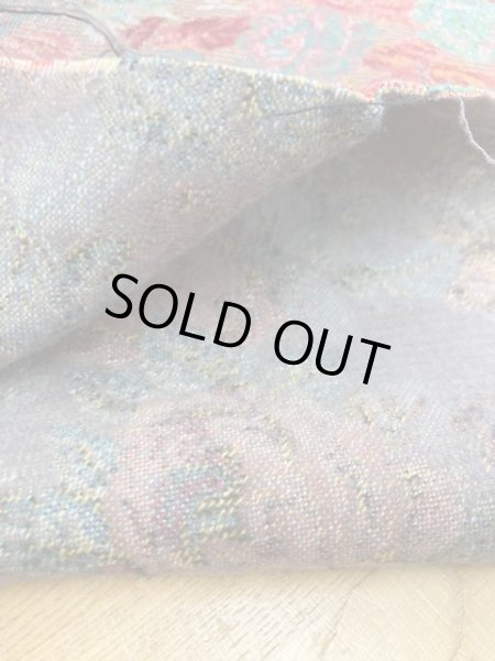 画像3: 生地： ウール綿花柄ウールジャガード（グレージュ／エンジ） (3)