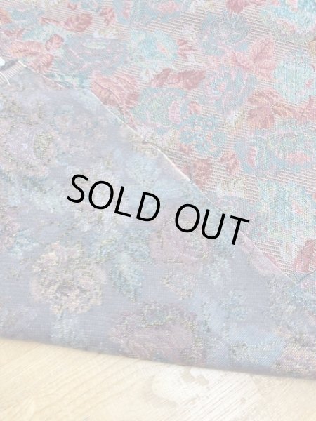 画像4: 生地： ウール綿花柄ウールジャガード（グレージュ／エンジ） (4)