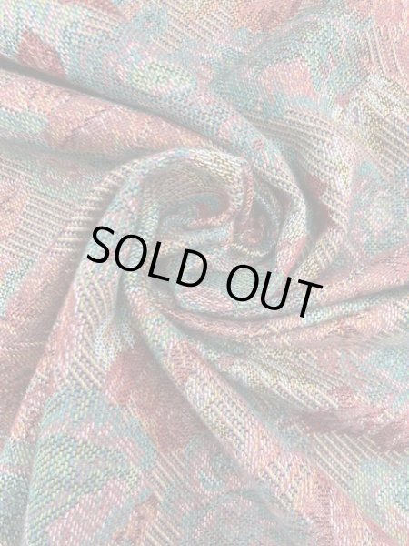 画像7: 生地： ウール綿花柄ウールジャガード（グレージュ／エンジ） (7)