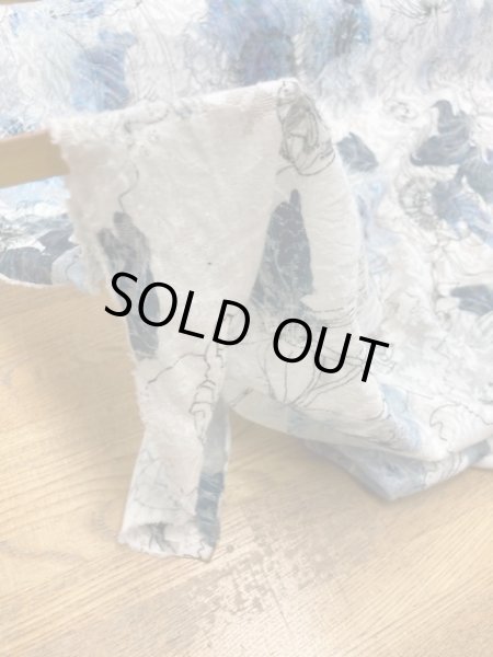 画像3: 生地:綿100%花柄プリントレースニット(青/紺) (3)