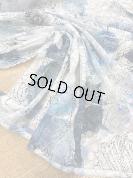 画像5: 生地:綿100%花柄プリントレースニット(青/紺) (5)