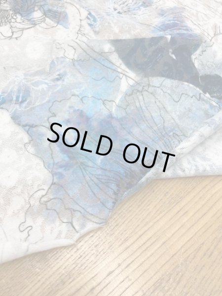 画像6: 生地:綿100%花柄プリントレースニット(青/紺) (6)