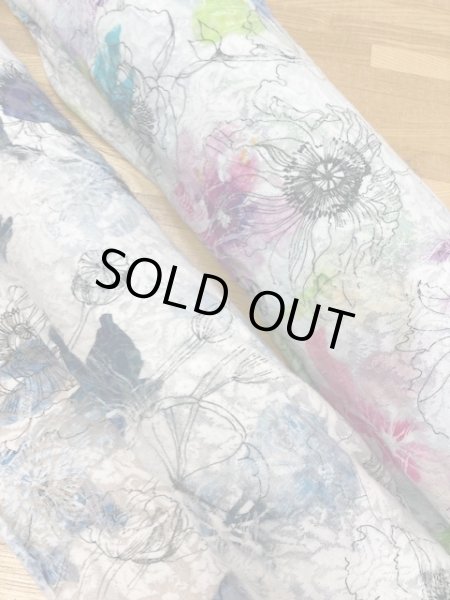 画像7: 生地:綿100%花柄プリントレースニット(青/紺) (7)