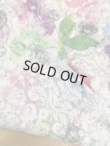 画像3: 生地：綿100％花柄プリントレースニット（緑／ピンク） (3)