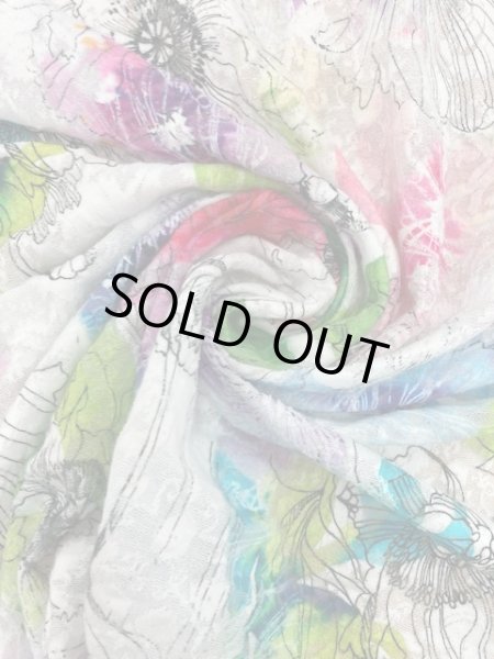 画像6: 生地：綿100％花柄プリントレースニット（緑／ピンク） (6)