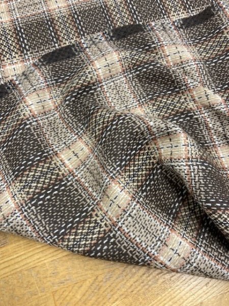 画像3: 生地:ウール100%チェック織り(茶/ベージュ) (3)