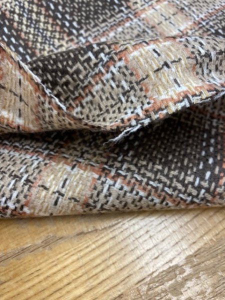 画像4: 生地:ウール100%チェック織り(茶/ベージュ) (4)