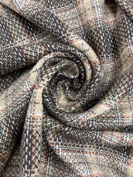 画像7: 生地:ウール100%チェック織り(茶/ベージュ) (7)