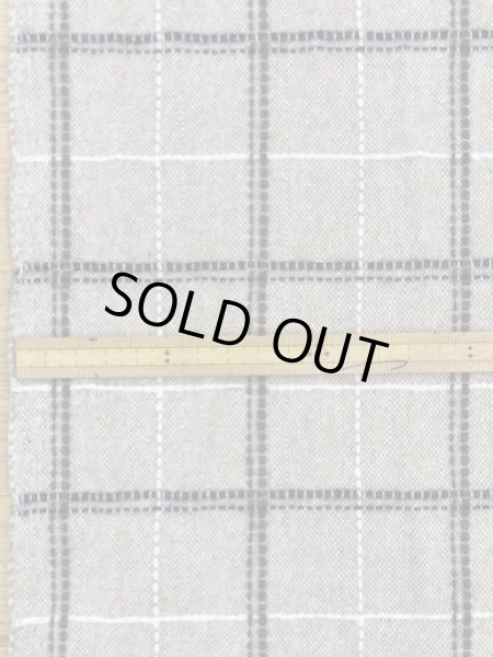 画像2: 生地:ウールポリチェックステッチ(ベージュ/茶) (2)