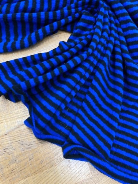 画像4: 生地:綿薄手ボーダーニット(青/黒) (4)