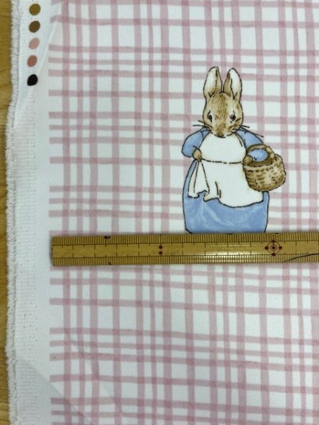 画像2: 生地:ピーターラビットチェック柄防炎コーティングポリ(ピンク) (2)