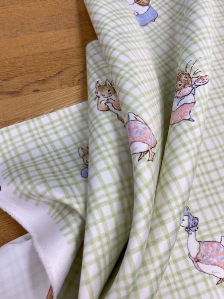 画像7: 生地:ピーターラビットチェック柄防炎コーティングポリ(緑色) (7)