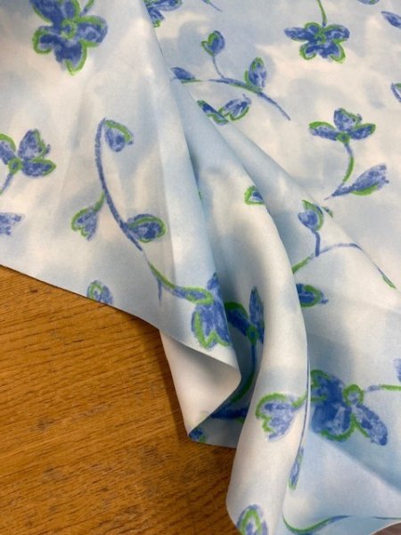 画像4: 生地:花柄防炎コーティングポリ(水色) (4)