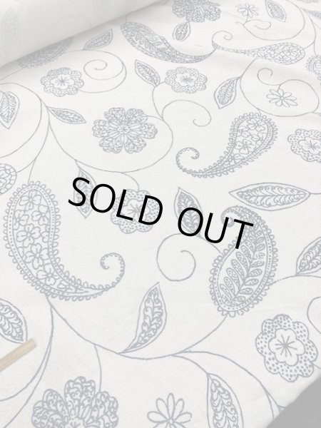 画像3: 生地:ペイズリー柄クロス(生成/紺) (3)