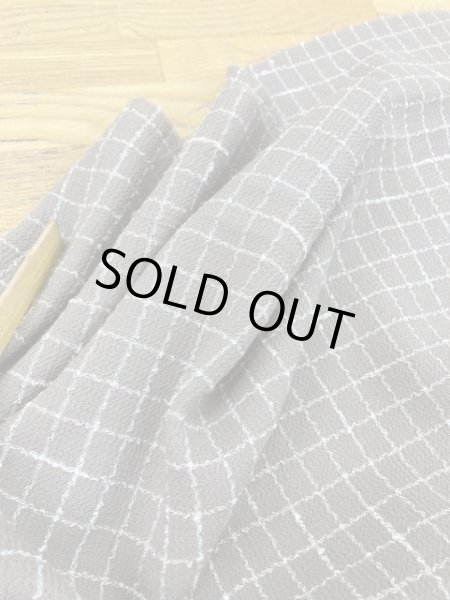 画像5: 生地:格子柄ウールストレッチ(グレージュ) (5)