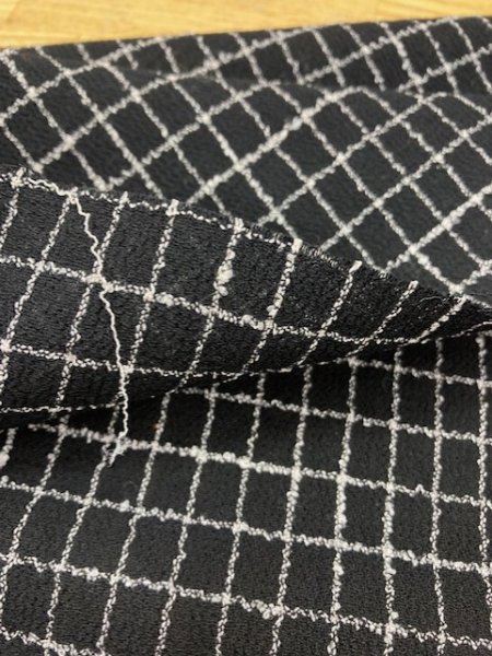 画像4: 生地:格子柄ウールストレッチ(黒) (4)