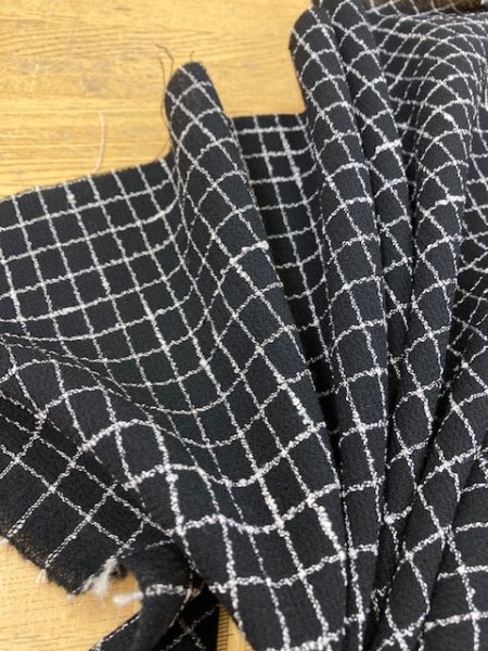 画像6: 生地:格子柄ウールストレッチ(黒) (6)