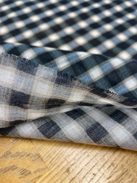 画像4: 生地：チェック柄プリントポリ（紺） (4)