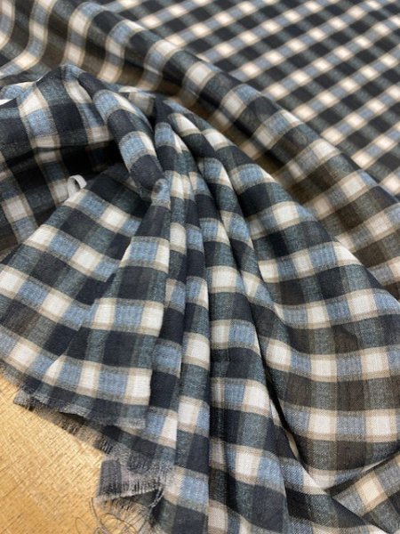 画像7: 生地：チェック柄プリントポリ（紺） (7)
