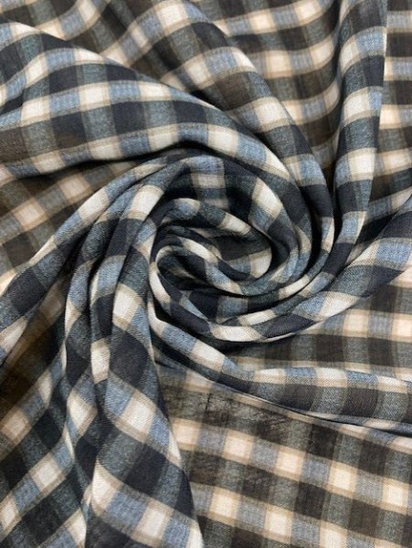 画像8: 生地：チェック柄プリントポリ（紺） (8)