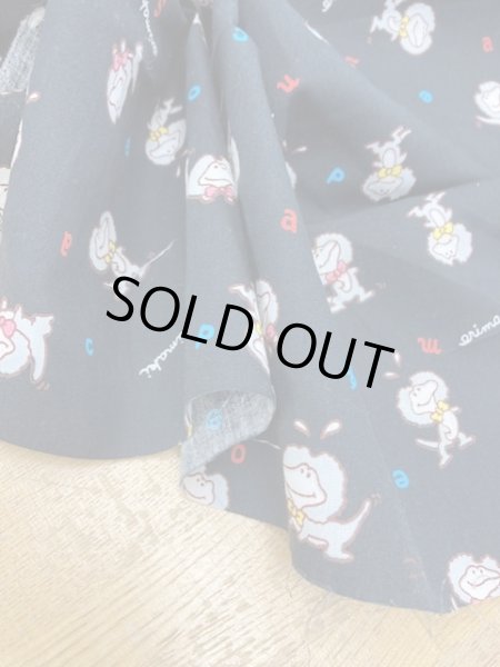 画像6: 生地:レトロなエリマキトカゲ柄綿(黒) (6)