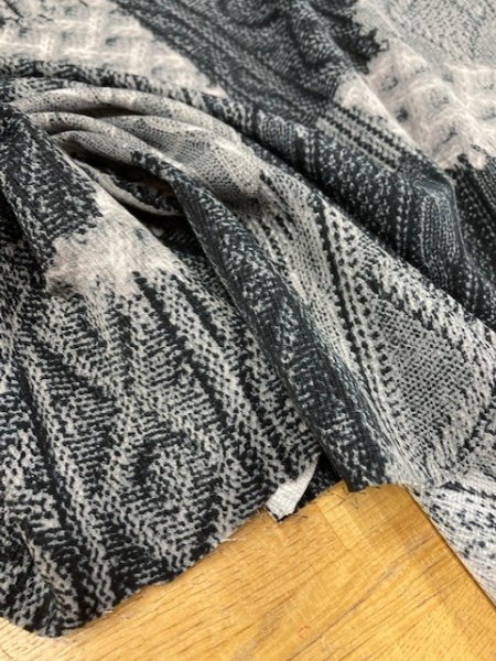 画像5: 生地：ニット編み模様転写ポリエステル（黒グレー） (5)
