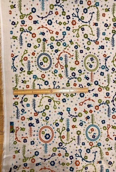 画像1: 生地：リヨセル綿フラワープリント（クリーム） (1)