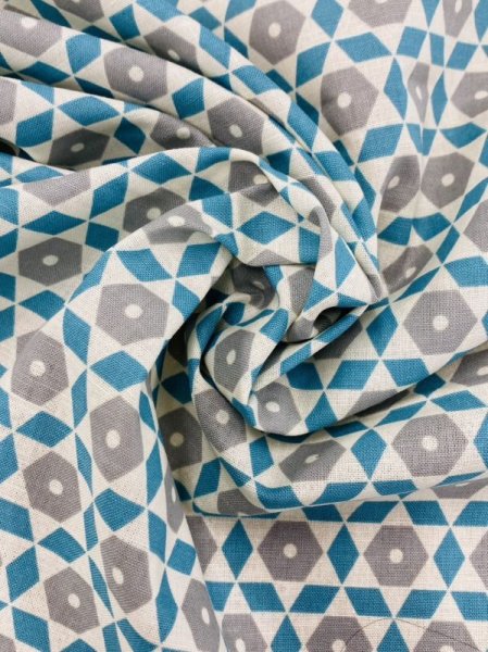 画像8: 生地：北欧風コットンリネン（水色／グレー） (8)