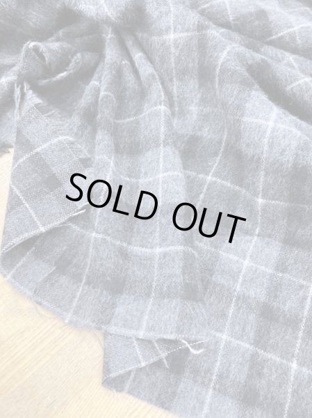 画像6: 生地：ウールポリ混チェック柄ウールシャギー（グレー／黒） (6)