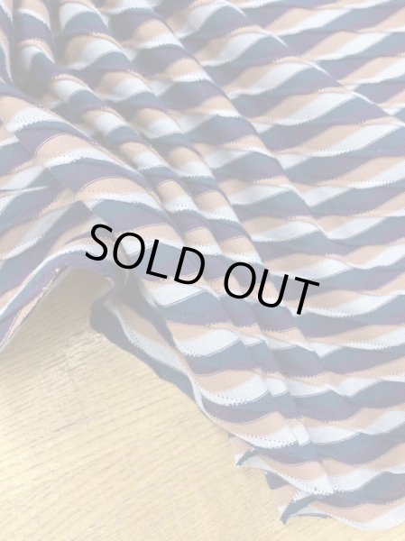 画像6: 生地:綿立体織りボーダー柄天竺ニット(紺茶) (6)