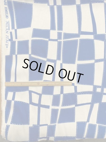 画像2: 生地:綿100%幾何学模様(ブルー) (2)