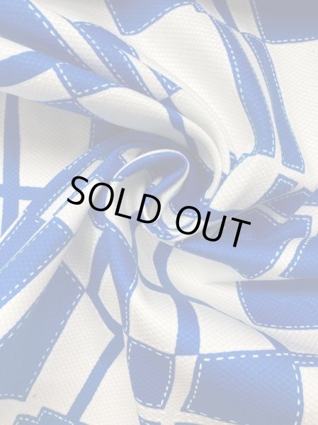 画像7: 生地:綿100%幾何学模様(ブルー) (7)