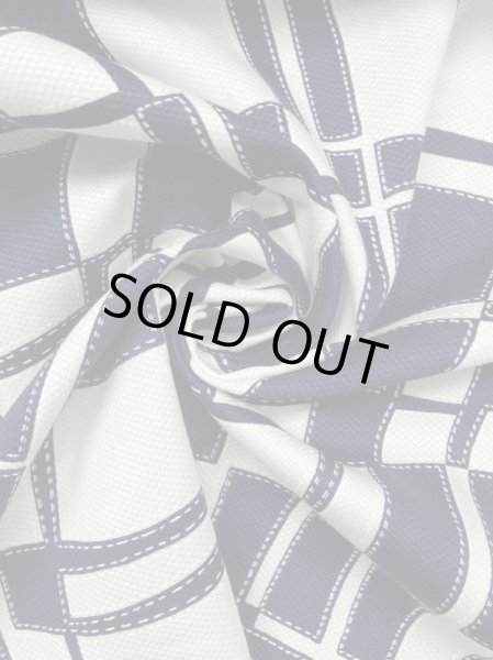 画像4: 生地:綿100%幾何学模様(紺) (4)