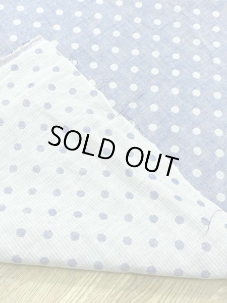 画像4: 生地:ボーダードット柄ダブルガーゼ(ブルー/ベージュ) (4)
