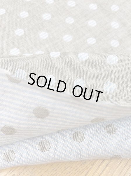 画像5: 生地:ボーダードット柄ダブルガーゼ(茶/水色) (5)