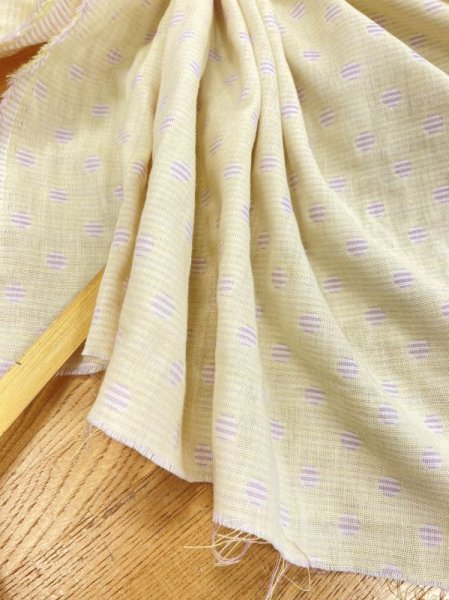 画像6: 生地:ボーダードット柄ダブルガーゼ(レモン/ピンク) (6)