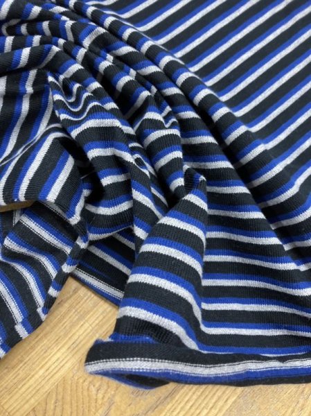 画像5: 生地:3色ボーダー柄綿100%天竺ニット(ブルー/グレー/紺) (5)