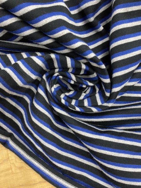 画像6: 生地:3色ボーダー柄綿100%天竺ニット(ブルー/グレー/紺) (6)