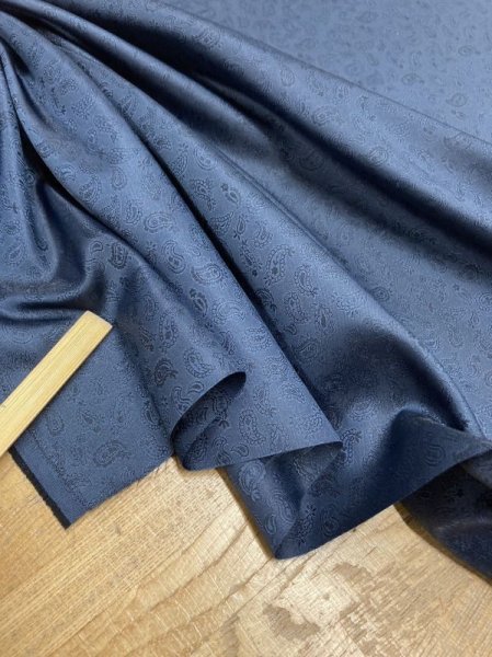 画像5: 生地:ペイズリー柄ジャガードポリエステル(紺) (5)