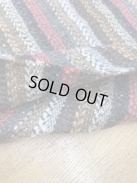 画像3: 生地:ネイティブ柄ストライプネップ入りウールポリエステル(赤茶系) (3)