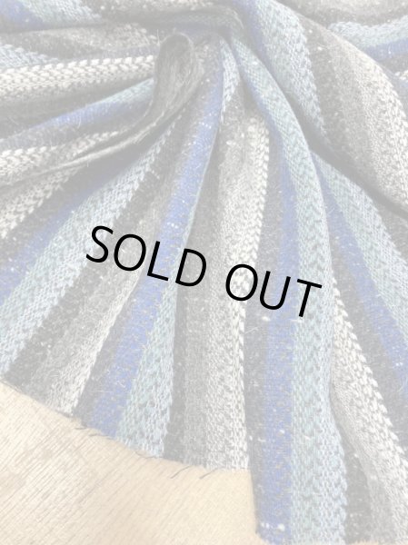 画像5: 生地:ネイティブ柄ストライプネップ入りウールポリエステル(ブルーグレー系) (5)