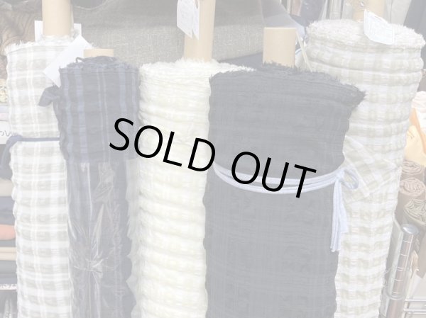 画像6: 生地:チェック柄ポリエステルレーヨン綿リップル加工(黒) (6)