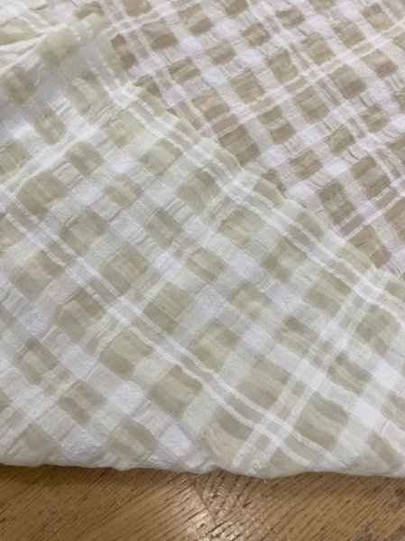 画像3: 生地:チェック柄ポリエステルレーヨン綿リップル加工(レモンイエロー) (3)