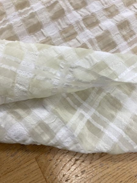 画像4: 生地:チェック柄ポリエステルレーヨン綿リップル加工(レモンイエロー) (4)